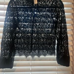 Aqua Elegant Black Lace Top